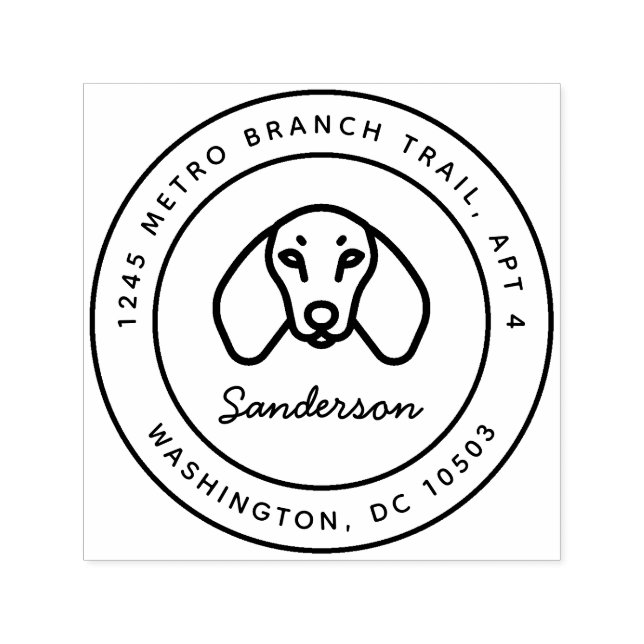 Carimbo Auto Entintado Dachshund Dog Devolução Endereço Autocolante Carim (Design)