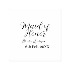 Carimbo Auto Entintado Dama de honra roxo nome data rosa pastel noivas