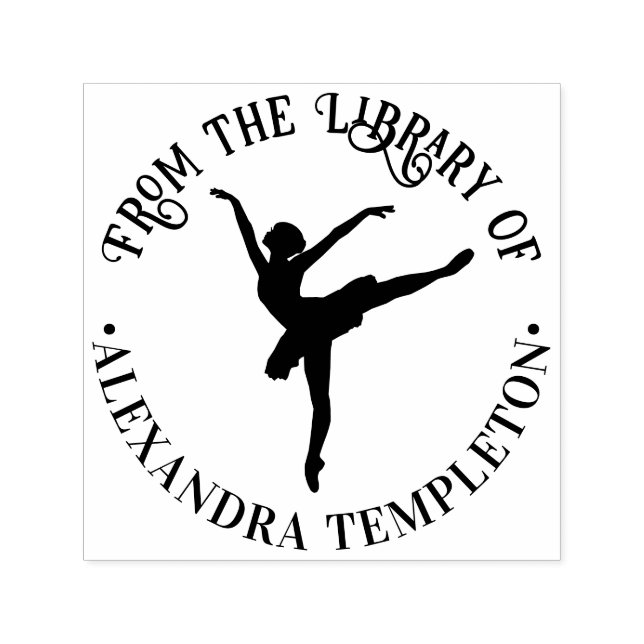 Carimbo Auto Entintado Dançarino Elegante de Balés no Livro Biblioteca nº (Design)