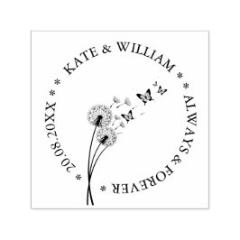 Carimbo Auto Entintado Dandelion floral Salve a data Casamento