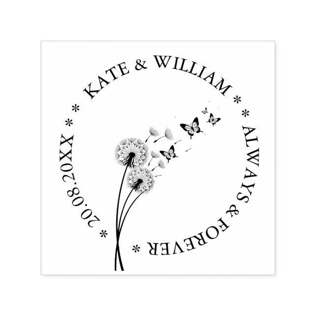 Carimbo Auto Entintado Dandelion floral Save the date Wedding (Design)