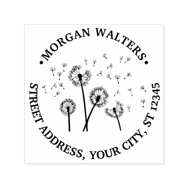 Carimbo Auto Entintado Dandelions Seeds no endereço de retorno do nome eó (Design)