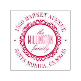 Carimbo Auto Entintado Deco Flourar Endereço de Retorno Redondo