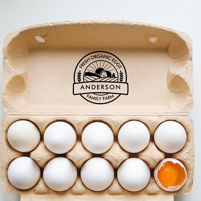 Carimbo Auto Entintado Decorativo Redondo Arredondado do Agricultor de Fa (Barn Family Farm Farmer Round Decorative self-inking stamp)