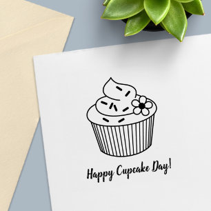 Carimbo Auto Entintado Delicioso Cupcake com Texto Personalizado no Glacê