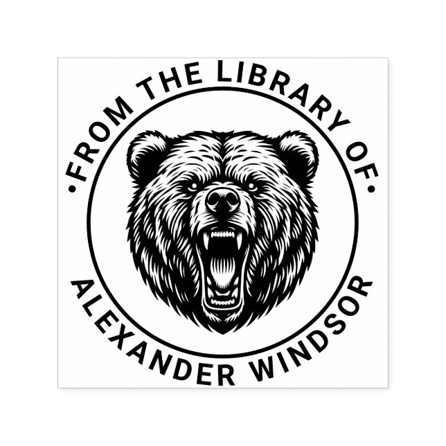 Carimbo Auto Entintado Dentes de vassoura cabeça de urso #2 Nome do Livro (Design)