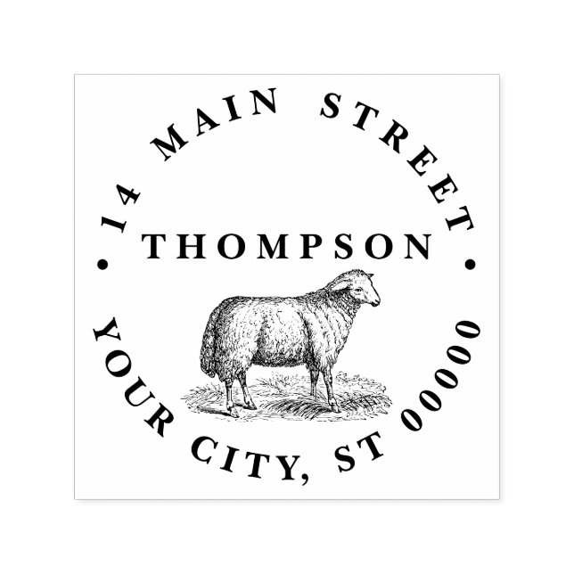 Carimbo Auto Entintado Desenho de Animais de Fazenda Ovelha Feminina Anti (Design)