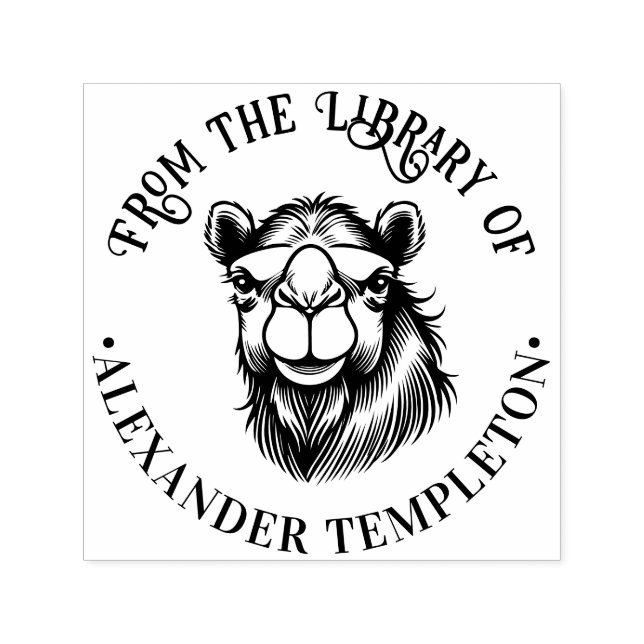 Carimbo Auto Entintado Desenho de Cabeça de Camelo “Da Biblioteca de” #2P (Design)