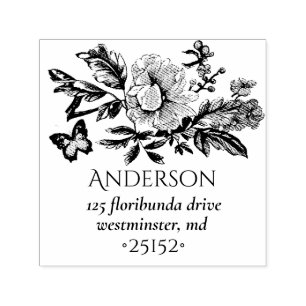 Carimbo Auto Entintado Desenho do Buquê de Toile Francês