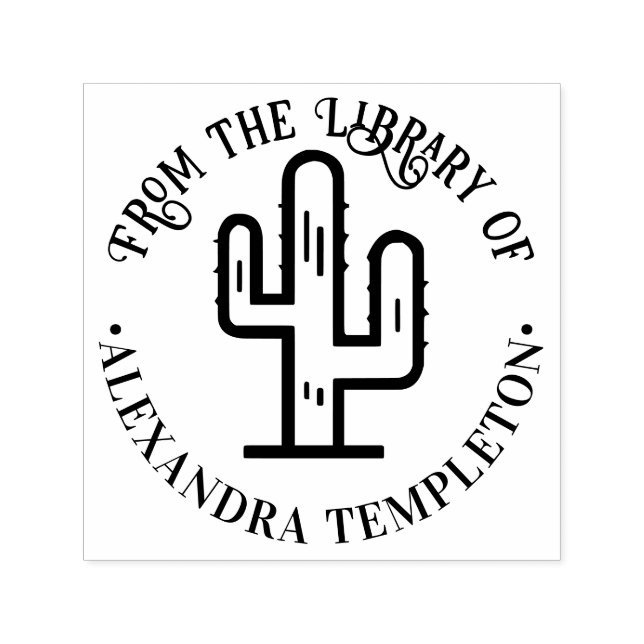 Carimbo Auto Entintado Desert Cactus "Da Biblioteca de" Nome do Livro (Design)