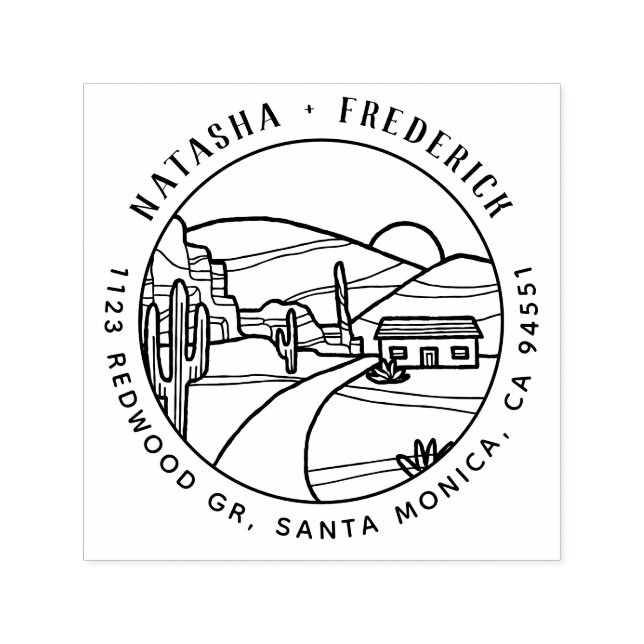 Carimbo Auto Entintado Desert Sunset | Endereço para devolução Russo do C (Design)