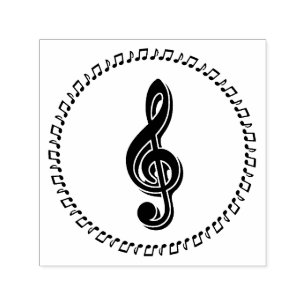 Carimbo Auto Entintado Design da nota da música do Clef de triplo