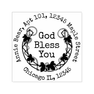 Carimbo Auto Entintado Deus abençoe de você encontrar Laurel com endere