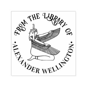 Carimbo Auto Entintado Deusa Egípcia Maat Line Art Library Book