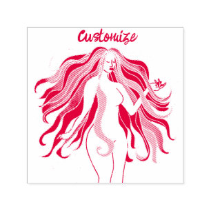 Carimbo Auto Entintado Deusa multi-colorida de cabelos longos Thunder_Cov