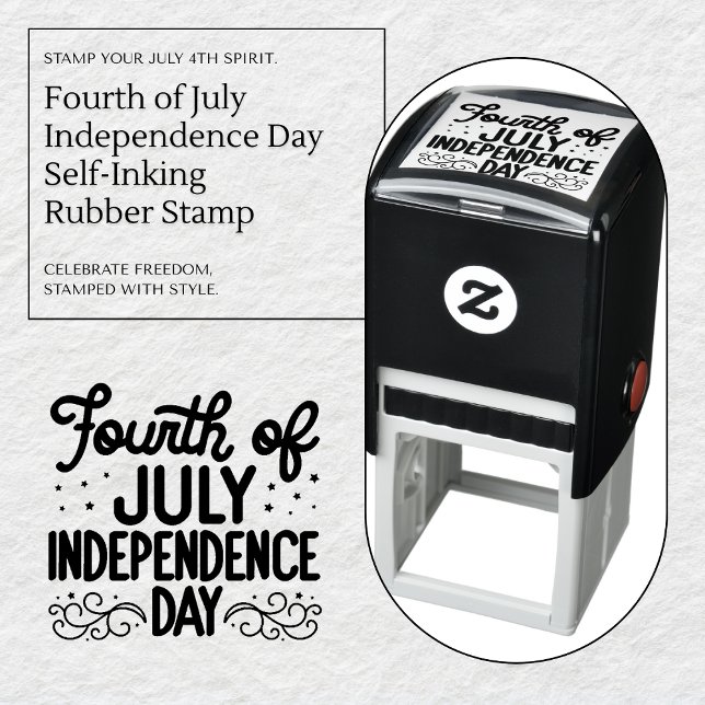 Carimbo Auto Entintado Dia da Independência do Quarto de julho (Fourth of July Independence Day Self-Inking Rubber Stamp - Festive & Fun)
