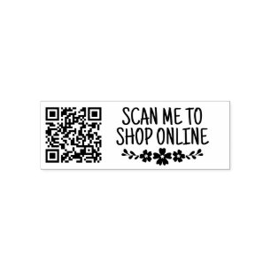 Carimbo Auto Entintado Digital Floral Leia Meu Código QR Para Comprar