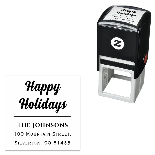 Carimbo Auto Entintado Diversão de Feriados Felizes Nome da Família Texto (In Situ)