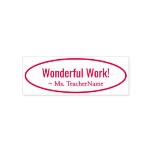 Carimbo Auto Entintado Divertido "Trabalho Maravilhoso!" + Nome do Tutor 