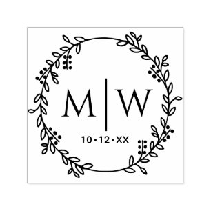 Carimbo Auto Entintado Dois Monograma Inicial de Casamento