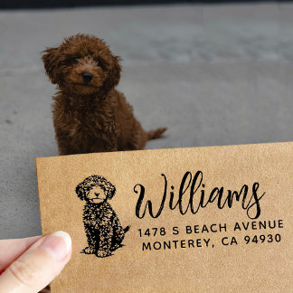 Carimbo Auto Entintado Doodle Dog Gift Return Address Dog Owner