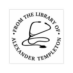 Carimbo Auto Entintado Dr. Enfermeira Stethoscope "Da biblioteca de"