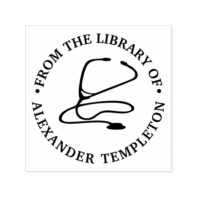 Carimbo Auto Entintado Dr. Enfermeira Stethoscope "Da biblioteca de" (Design)