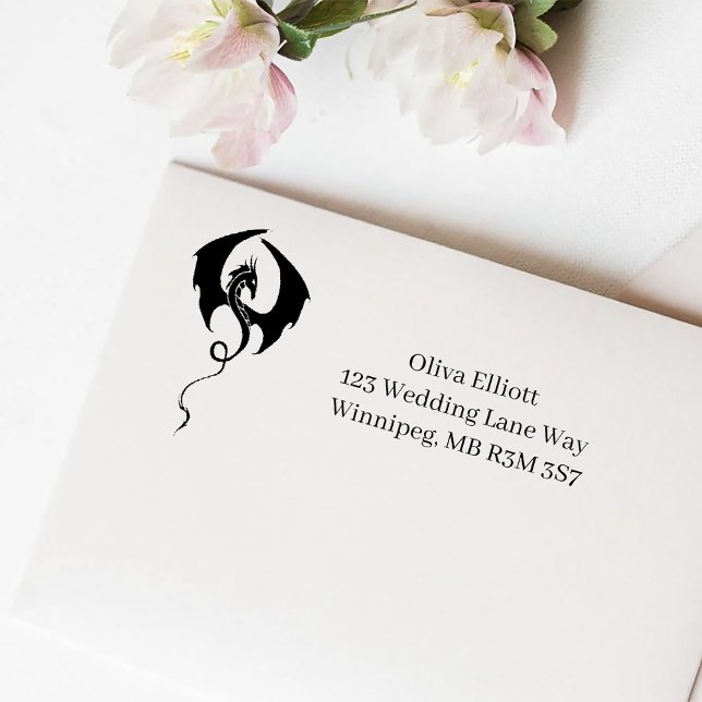 Carimbo Auto Entintado Dragão Tribal Negro (Criador carregado)