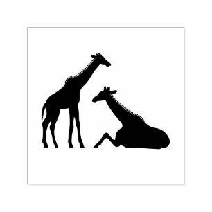 Carimbo Auto Entintado Duas girafas silhueta #1 Imagem apenas sem texto