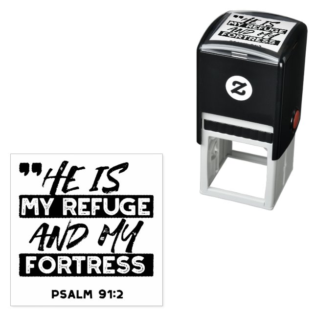 Carimbo Auto Entintado Ele é meu refúgio e minha fortaleza - Bíblia Salm  (In Situ)