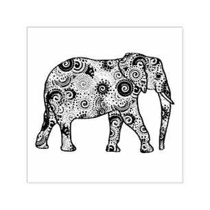 Carimbo Auto Entintado Elefante embellished redemoinho do Fractal