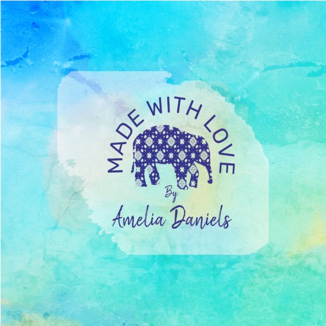 Carimbo Auto Entintado Elefante Personalizado Feito Com Amor (Criador carregado)