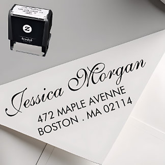Carimbo Auto Entintado Elegant Address Stamp | Script Style