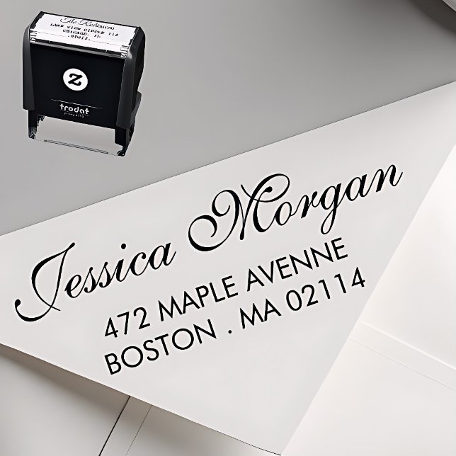 Carimbo Auto Entintado Elegant Address Stamp | Script Style (Criador carregado)