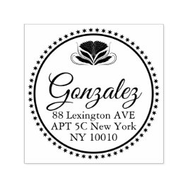 Carimbo Auto Entintado Elegant Calligraphy Name Address Rubber Stamp