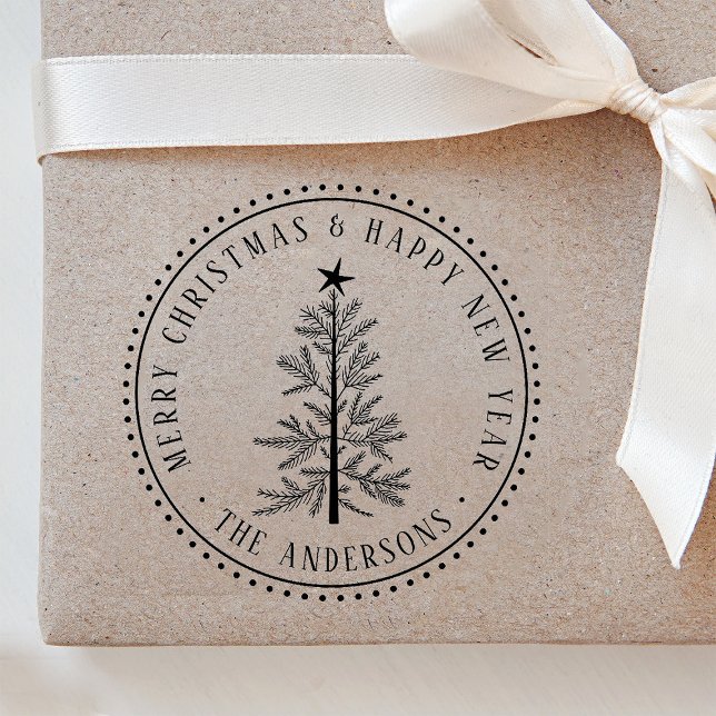 Carimbo Auto Entintado Elegant Merry Christmas & Happy New Year (Criador carregado)