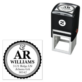 Carimbo Auto Entintado Elegant Monogram Address Rubber Stamp