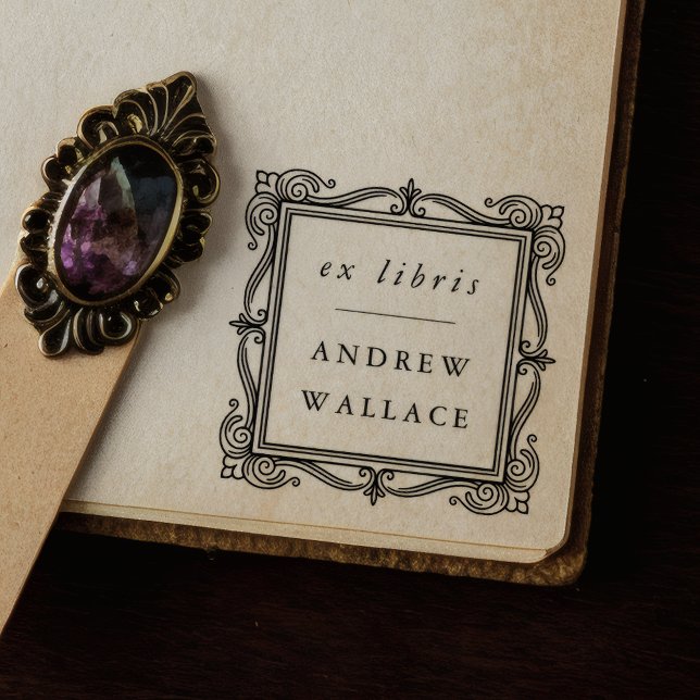 Carimbo Auto Entintado Elegant Ornate Ex Libris Self-Inking Book Stamp (Criador carregado)