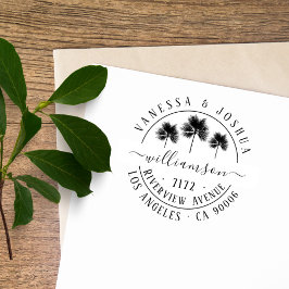 Carimbo Auto Entintado Elegant Palm Trees Couple Family Return Address