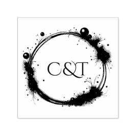 Carimbo Auto Entintado Elegant Peach Sparkle Wedding Script Calligraphy