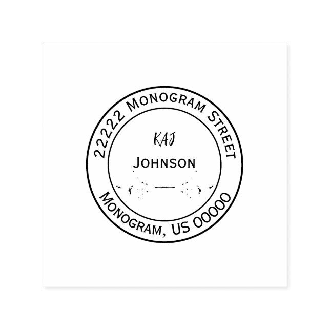 Carimbo Auto Entintado Elegant Personalized Monogram Name Address Stamp (Design)