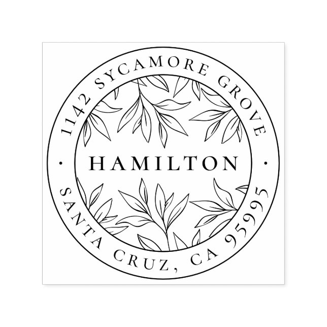 Carimbo Auto Entintado Elegante Botânico Deixa Endereço de Devolução do S (Design)