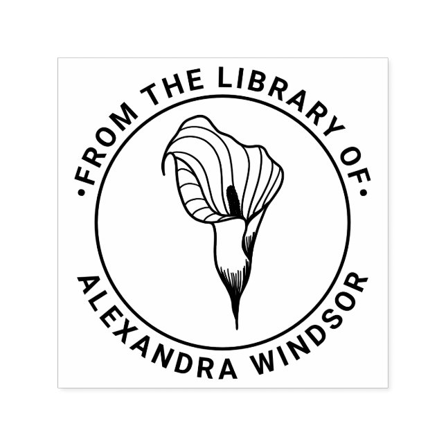 Carimbo Auto Entintado Elegante Calla Lily Bloom Nome do Livro (Design)