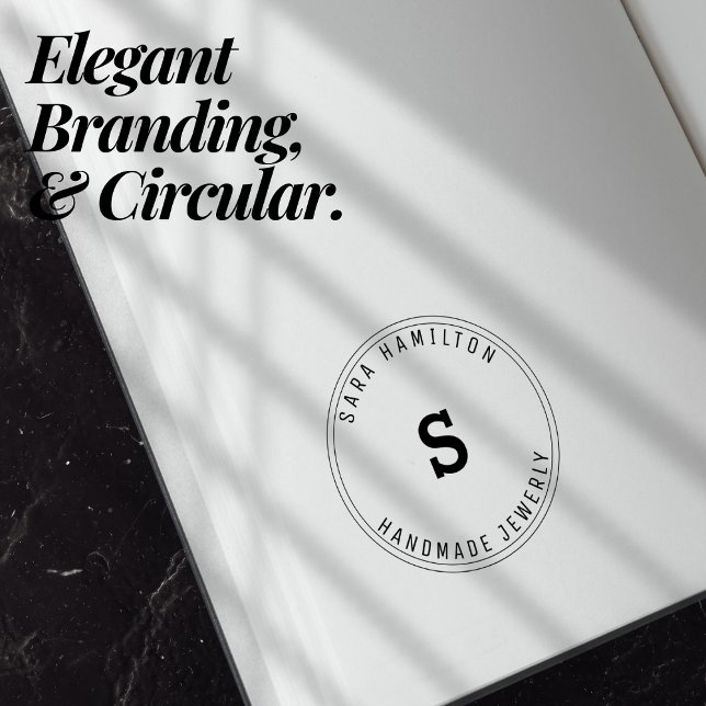 Carimbo Auto Entintado Elegante Circular de Marca para Pequenas Empresas (Elegant Small Business Branding Circular Self-inking Stamp)