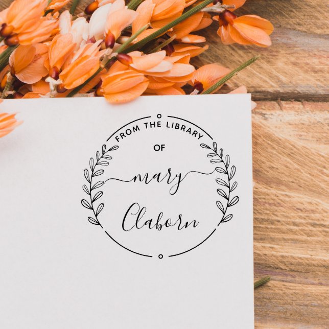 Carimbo Auto Entintado Elegante Clássico Deixa Livro Da Biblioteca De (Criador carregado)