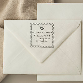 Carimbo Auto Entintado Elegante cruzado quadro Monograma Endereço de devo