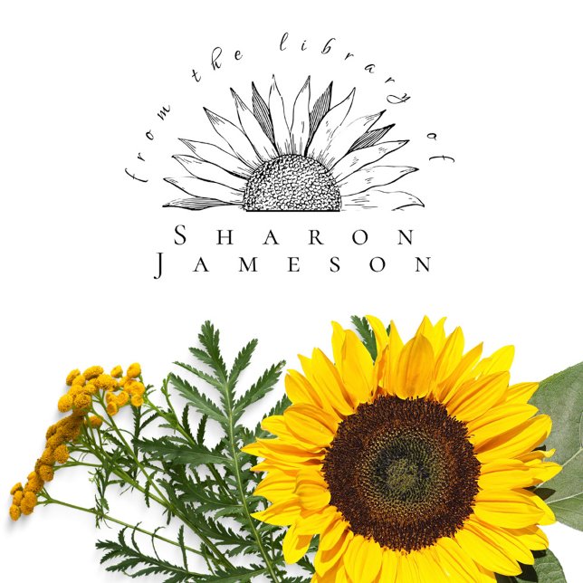 Carimbo Auto Entintado Elegante do acervo de Nome Personalizado Girassol (Criador carregado)