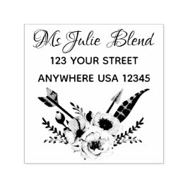 Carimbo Auto Entintado Elegante Floral