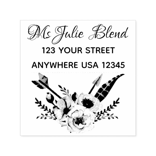 Carimbo Auto Entintado Elegante Floral (Design)