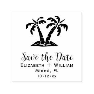 Carimbo Auto Entintado Elegante Palmeiras Tropicais Casando Salve a Data